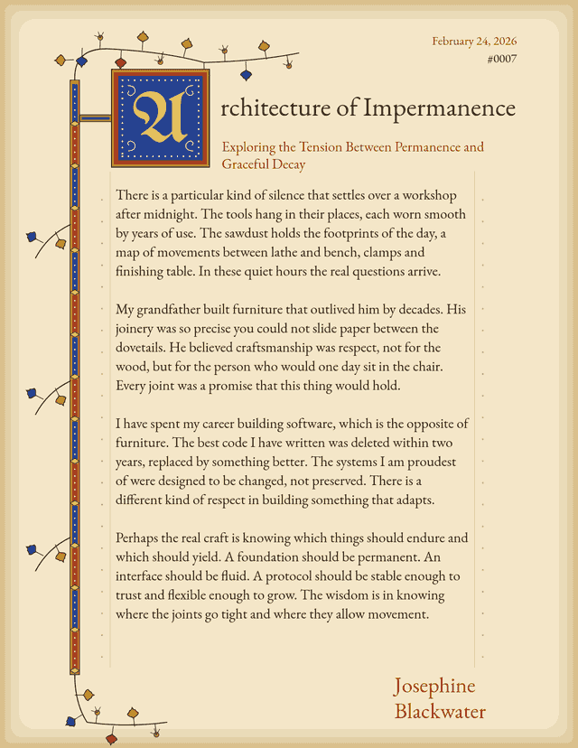 Illuminated basic page: a vellum leaf with a gold, blue and red bar border and a painted initial